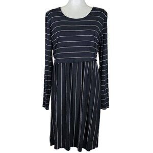 Ripe Crop Top Nursing Dress Size Large Black Striped Long Sleeve New Maternity